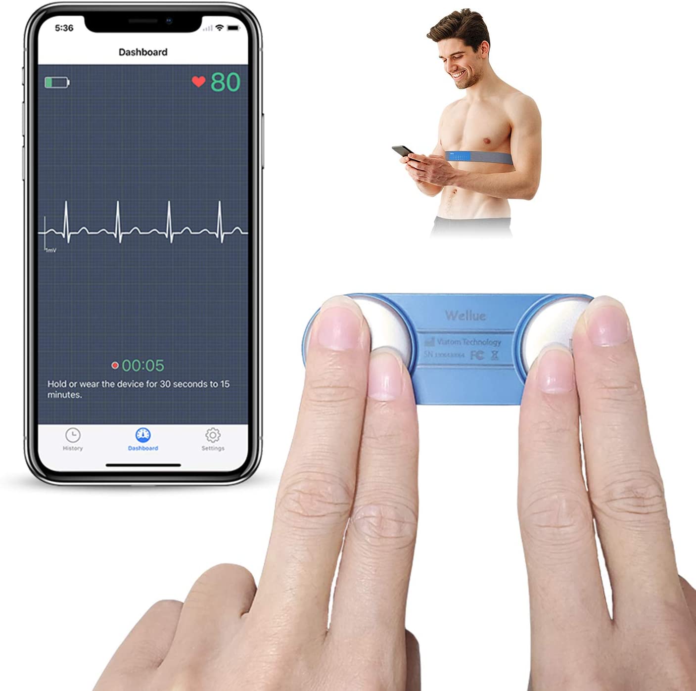 Moniteur Cardiaque Wellue Duo EK Portable ECG